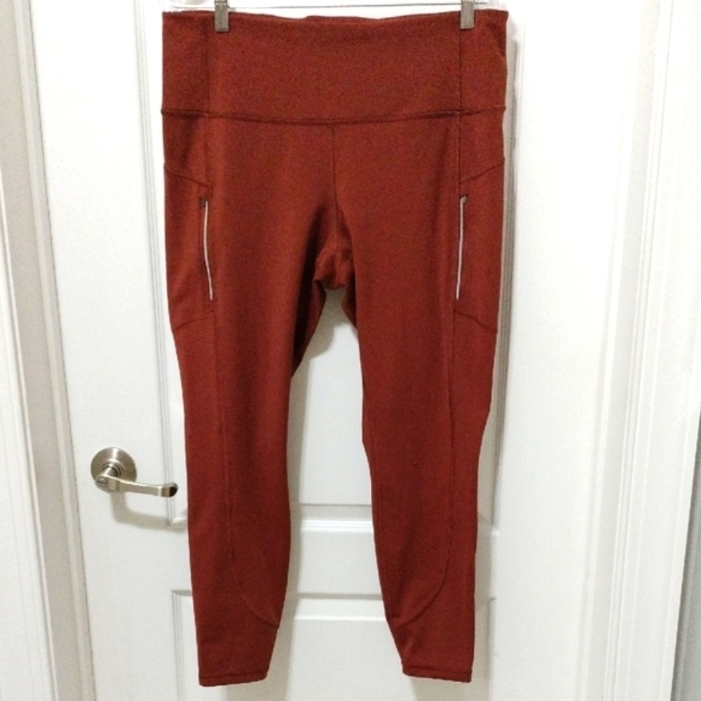 Athleta Rainier Plush Tight 1X Supersonic Dried Cinnamon Fleece Lined Leggings - Picture 8 of 11